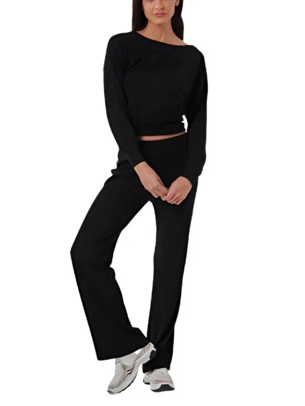 WORN ONCE Noli Serene Rib Top and Pant 2 Piece Set - Black, size S